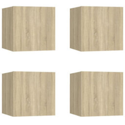 Berkfield Wall Mounted Tv Cabinets 4 Pcs Sonoma Oak 30.5X30X30 Cm - thumbnail 2