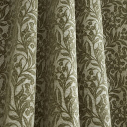 Bianca Fine Linens Chenille Leaves 90X90 Inch Lined Eyelet Curtains Two Panels Green - thumbnail 4