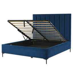 Beliani Ottoman Bed Velvet Sezanne 140 X 200 Cm (Eu Double) Navy Blue - thumbnail 1