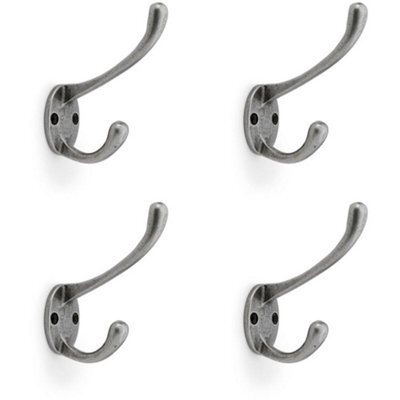 Loops 4 Pack - Solid Brass Victorian Hat & Coat Hook - Wall Mounted Holder - Antique Iron - image 1
