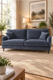 Loft Home Olivia Slate Blue 3 Seater Fabric Sofa - thumbnail 1