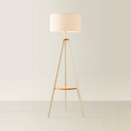 Valuelights Morrigan Linen Fabric Drum Shade Cream Tripod Floor Lamp And Bulb - thumbnail 3
