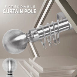 "Bedlooms Plain Metal Curtain Pole- 70-120 Cm (28"" - 48"" ) Extendable Durable Rod Ball Finials 60 mm Chrome Finish" - thumbnail 2