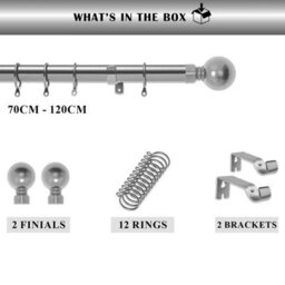"Bedlooms Plain Metal Curtain Pole- 70-120 Cm (28"" - 48"" ) Extendable Durable Rod Ball Finials 60 mm Chrome Finish" - thumbnail 5