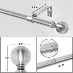 "Bedlooms Plain Metal Curtain Pole- 70-120 Cm (28"" - 48"" ) Extendable Durable Rod Ball Finials 60 mm Chrome Finish" - thumbnail 3