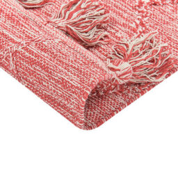 Wyld And Coco Bohonest Hand-Tufted Cotton Area Rug 80 X 150 Cm, Red And White Geometric Design With Tassels - thumbnail 6