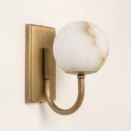 Brass bee Alabaster Globe Wall Light. Solid Brass Wall Sconce. Antique Brass Satin Brass