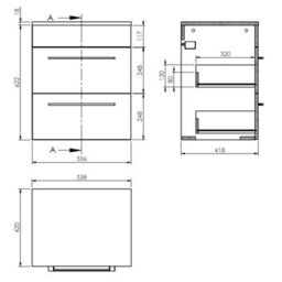 Aveli Bathroom Cloakroom Countertop Vanity Unit Cabinet Drawer 500mm Soft Close Grey - thumbnail 6