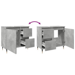 Berkfield Bathroom Cabinet Concrete Grey 65X33X60 Cm Engineered Wood - thumbnail 8