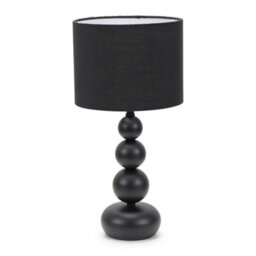 Valuelights Marissa Matte Black Stacked Ball Bedside Light Table Lamp With Drum Shade - Led Bulb Included - thumbnail 2