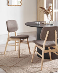 Beliani Set Of 2 Dining Chairs Elaine Boucle Light Brown/ Taupe - thumbnail 2