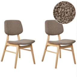 Beliani Set Of 2 Dining Chairs Elaine Boucle Light Brown/ Taupe - thumbnail 1