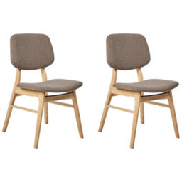 Beliani Set Of 2 Dining Chairs Elaine Boucle Light Brown/ Taupe - thumbnail 4