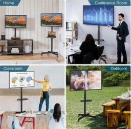 Mobile Tv Stand, Rolling Tv Trolley Cart Tv Stand On Wheels For 23In To 60In Screen - thumbnail 5