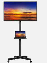 Mobile Tv Stand, Rolling Tv Trolley Cart Tv Stand On Wheels For 23In To 60In Screen - thumbnail 2