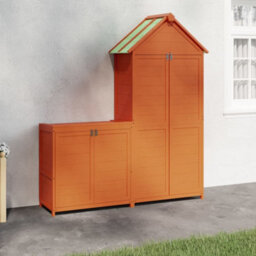 Berkfield 2 Piece Garden Tool Shed Set Brown Solid Wood Pine - thumbnail 1