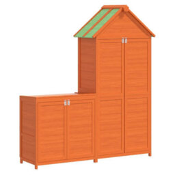 Berkfield 2 Piece Garden Tool Shed Set Brown Solid Wood Pine - thumbnail 2