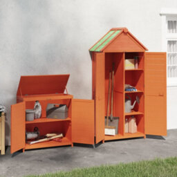 Berkfield 2 Piece Garden Tool Shed Set Brown Solid Wood Pine - thumbnail 3