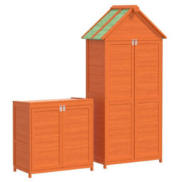 Berkfield 2 Piece Garden Tool Shed Set Brown Solid Wood Pine - thumbnail 6