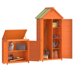 Berkfield 2 Piece Garden Tool Shed Set Brown Solid Wood Pine - thumbnail 4