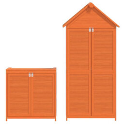 Berkfield 2 Piece Garden Tool Shed Set Brown Solid Wood Pine - thumbnail 7