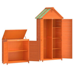 Berkfield 2 Piece Garden Tool Shed Set Brown Solid Wood Pine - thumbnail 8