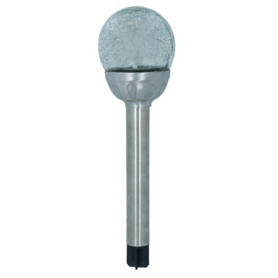 AB Tools Solar Powered Colour Changing Led Stainless Steel Glass Ball Garden Light 1Pc - image 1