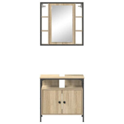 Walplus Bathroom Furniture Set With Shelf 2 Pcs Brown 60 X 30 X 60 Cm - thumbnail 7