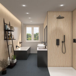 Rearo Selkie Mdf Bathroom Shower Wall Panel (H)2420mm X (W)1180mm X (D)11mm Tongue & Groove - Bamboo Matte Finish - thumbnail 3