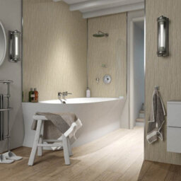 Rearo Selkie Mdf Bathroom Shower Wall Panel (H)2420mm X (W)1180mm X (D)11mm Tongue & Groove - Bamboo Matte Finish - thumbnail 6