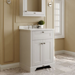 Hudson Reed Floor Standing 2 Door Traditional Vanity Unit With 3 Tap Hole Grey Marble Top & Basin, Timeless Sand, 620 X 470 mm - thumbnail 4