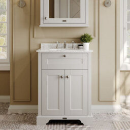 Hudson Reed Floor Standing 2 Door Traditional Vanity Unit With 3 Tap Hole Grey Marble Top & Basin, Timeless Sand, 620 X 470 mm - thumbnail 2