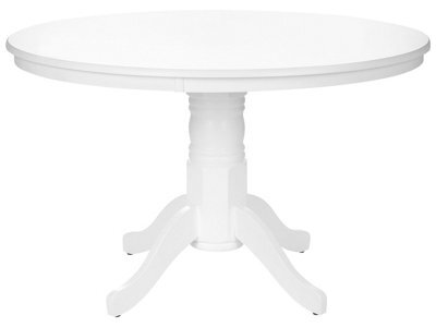 Wyld and Coco Luxecasa 120Cm White Rubberwood Round Dining Table - Vintage Pedestal With Four Curved Legs - image 1