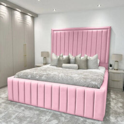 UKBEDFURNITURE Hampton Plush Velvet Upholstered Bed Frame - Blackboard With Mattress - thumbnail 1