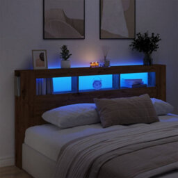 Berkfield Led Headboard Artisan Oak 200X18.5X103.5 Cm Engineered Wood - thumbnail 1