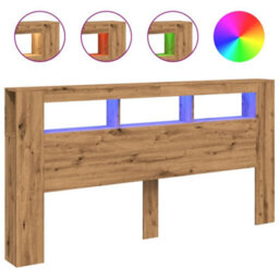 Berkfield Led Headboard Artisan Oak 200X18.5X103.5 Cm Engineered Wood - thumbnail 2