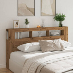 Berkfield Led Headboard Artisan Oak 200X18.5X103.5 Cm Engineered Wood - thumbnail 4