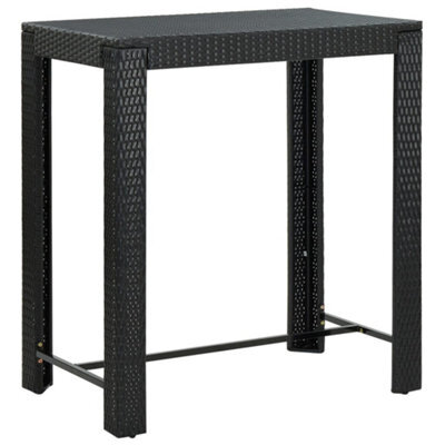 Berkfield Garden Bar Table Black 100X60.5X110.5 Cm Poly Rattan - image 1