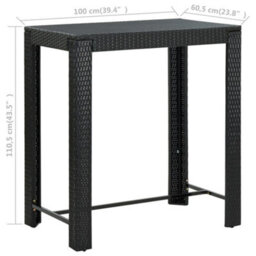 Berkfield Garden Bar Table Black 100X60.5X110.5 Cm Poly Rattan - thumbnail 6