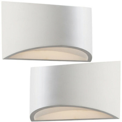 2 Pack 200mm Led Wall Light Warm White Primed White (Ready To Paint) Curved Lamp - image 1