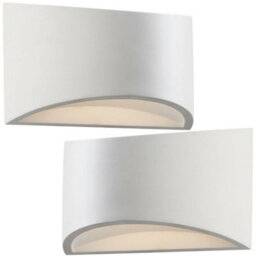 2 Pack 200mm Led Wall Light Warm White Primed White (Ready To Paint) Curved Lamp - thumbnail 1