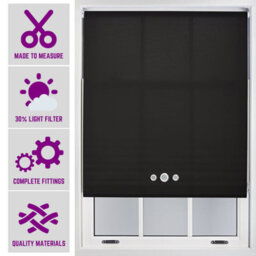 Furnished Made To Order Daylight Roller Blind - Black With Triple Round Eyelet (W)120Cm X (L)165Cm - thumbnail 1