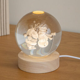 Samuel Alexander 10Cm Usb Powered Etched Santa & Snowman Christmas Light Up Globe - thumbnail 1