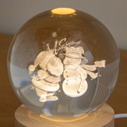 Samuel Alexander 10Cm Usb Powered Etched Santa & Snowman Christmas Light Up Globe - thumbnail 5