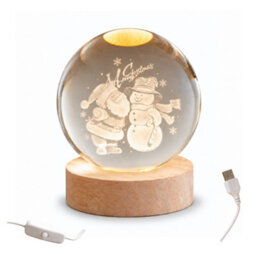 Samuel Alexander 10Cm Usb Powered Etched Santa & Snowman Christmas Light Up Globe - thumbnail 8