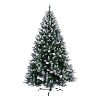 5Ft Green Snow With Pine Wrapped Full Artificial Christmas Tree 564 Branch Tips