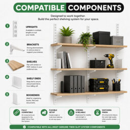 Mkgt Twin Slot Uprights 1220mm White, Genuine 32mm Adjustable Shelving System, Heavy Duty Steel, Pack Of 4 - thumbnail 7