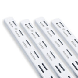 Mkgt Twin Slot Uprights 1220mm White, Genuine 32mm Adjustable Shelving System, Heavy Duty Steel, Pack Of 4