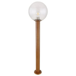 Luminosa Lighting Luminosa Ossy Outdoor Bollard Wood Look Ip44 Clear Glass Shade 1X E27 - thumbnail 2