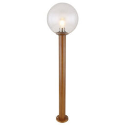 Luminosa Lighting Luminosa Ossy Outdoor Bollard Wood Look Ip44 Clear Glass Shade 1X E27 - thumbnail 1
